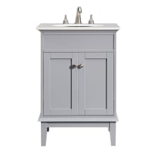 Sutton 24" Free Standing Single Basin Vanity Set with Cabinet and Marble Vanity Top