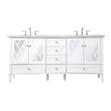 Luxe 72" Free Standing Double Basin Vanity Set with Cabinet and Marble Vanity Top