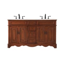 Francis 60" Free Standing Double Basin Vanity Set with Cabinet and Marble Vanity Top