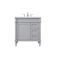 Bennett 32" Free Standing Single Basin Vanity Set with Cabinet and Engineered Marble Vanity Top