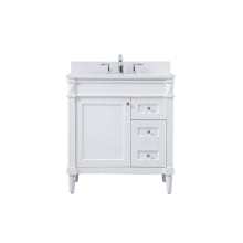 Bennett 32" Free Standing Single Basin Vanity Set with Cabinet, Engineered Marble Vanity Top, and Backsplash