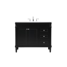 Bennett 42" Free Standing Single Basin Vanity Set with Cabinet and Engineered Marble Vanity Top