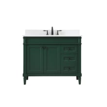 Bennett 42" Free Standing Single Basin Vanity Set with Cabinet, Engineered Marble Vanity Top, and Backsplash