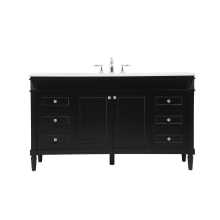 Bennett 60" Free Standing Single Basin Vanity Set with Cabinet and Engineered Marble Vanity Top