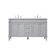 Bennett 60" Free Standing Double Basin Vanity Set with Cabinet and Engineered Marble Vanity Top