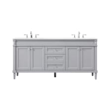 Bennett 72" Free Standing Double Basin Vanity Set with Cabinet and Engineered Marble Vanity Top
