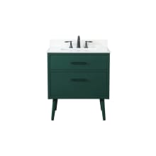 Boise 30" Free Standing Single Basin Vanity Set with Cabinet, Engineered Marble Vanity Top, and Backsplash