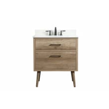 Boise 30" Free Standing Single Basin Vanity Set with Cabinet, Engineered Marble Vanity Top, and Backsplash