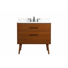 Boise 36" Free Standing Single Basin Vanity Set with Cabinet, Engineered Marble Vanity Top, and Backsplash