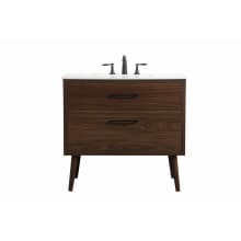 Boise 36" Free Standing Single Basin Vanity Set with Cabinet and Engineered Marble Vanity Top