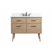 Boise 42" Free Standing Single Basin Vanity Set with Cabinet, Engineered Marble Vanity Top, and Backsplash