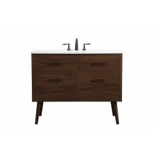 Boise 42" Free Standing Single Basin Vanity Set with Cabinet and Engineered Marble Vanity Top