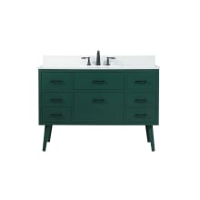 Boise 48" Free Standing Single Basin Vanity Set with Cabinet, Engineered Marble Vanity Top, and Backsplash