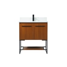 Sloane 30" Free Standing Single Basin Vanity Set with Cabinet, Engineered Marble Vanity Top, and Backsplash