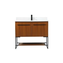 Sloane 40" Free Standing Single Basin Vanity Set with Cabinet, Engineered Marble Vanity Top, and Backsplash
