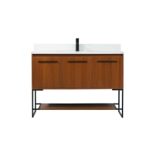 Sloane 48" Free Standing Single Basin Vanity Set with Cabinet, Engineered Marble Vanity Top, and Backsplash