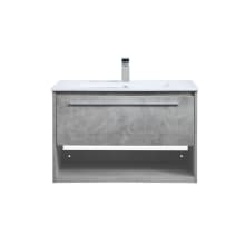 Kasper 30" Wall Mounted Single Basin Vanity Set with Cabinet and Resin Vanity Top