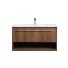 Kasper 36" Wall Mounted Single Basin Vanity Set with Cabinet and Resin Vanity Top