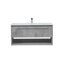 Kasper 40" Wall Mounted Single Basin Vanity Set with Cabinet and Resin Vanity Top