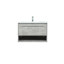 Roman 30" Wall Mounted Single Basin Vanity Set with Cabinet and Engineered Marble Vanity Top
