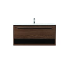 Roman 40" Wall Mounted Single Basin Vanity Set with Cabinet and Engineered Marble Vanity Top