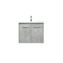 Penn 24" Wall Mounted Single Basin Vanity Set with Cabinet and Engineered Marble Vanity Top