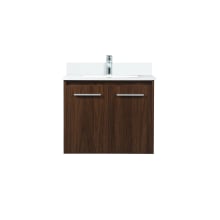 Penn 24" Wall Mounted Single Basin Vanity Set with Cabinet, Engineered Marble Vanity Top, and Backsplash