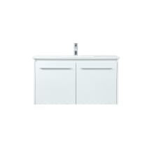 Penn 36" Wall Mounted Single Basin Vanity Set with Cabinet and Engineered Marble Vanity Top