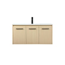 Penn 40" Wall Mounted Single Basin Vanity Set with Cabinet and Engineered Marble Vanity Top