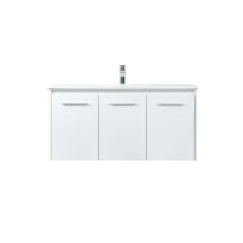 Penn 40" Wall Mounted Single Basin Vanity Set with Cabinet and Engineered Marble Vanity Top