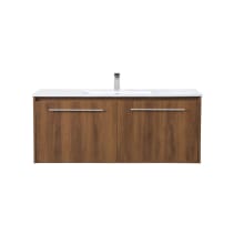 Tessa 48" Wall Mounted Single Basin Vanity Set with Cabinet and Porcelain Vanity Top
