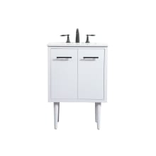 Cyrus 24" Free Standing, Wall Mounted Single Basin Vanity Set with Cabinet and Engineered Marble Vanity Top