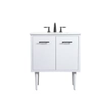 Cyrus 30" Free Standing, Wall Mounted Single Basin Vanity Set with Cabinet and Engineered Marble Vanity Top