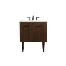 Cyrus 30" Free Standing, Wall Mounted Single Basin Vanity Set with Cabinet and Engineered Marble Vanity Top