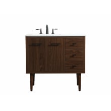 Cyrus 36" Free Standing, Wall Mounted Single Basin Vanity Set with Cabinet and Engineered Marble Vanity Top