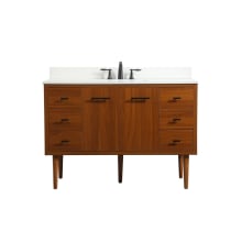 Cyrus 48" Free Standing, Wall Mounted Single Basin Vanity Set with Cabinet, Engineered Marble Vanity Top, and Backsplash