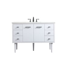 Cyrus 48" Free Standing, Wall Mounted Single Basin Vanity Set with Cabinet and Engineered Marble Vanity Top