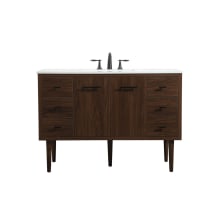Cyrus 48" Free Standing, Wall Mounted Single Basin Vanity Set with Cabinet and Engineered Marble Vanity Top
