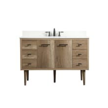 Cyrus 48" Free Standing, Wall Mounted Single Basin Vanity Set with Cabinet, Engineered Marble Vanity Top, and Backsplash