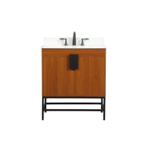 Eugene 30" Free Standing Single Basin Vanity Set with Cabinet, Engineered Marble Vanity Top, and Backsplash