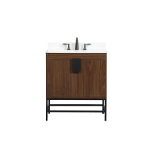 Eugene 30" Free Standing Single Basin Vanity Set with Cabinet, Engineered Marble Vanity Top, and Backsplash