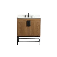 Eugene 30" Free Standing Single Basin Vanity Set with Cabinet, Engineered Marble Vanity Top, and Backsplash