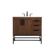 Eugene 36" Free Standing Single Basin Vanity Set with Cabinet and Engineered Marble Vanity Top