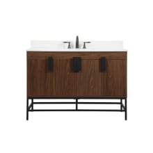 Eugene 48" Free Standing Single Basin Vanity Set with Cabinet, Engineered Marble Vanity Top, and Backsplash
