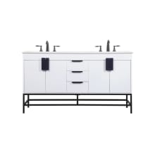Eugene 60" Free Standing Double Basin Vanity Set with Cabinet and Engineered Marble Vanity Top