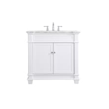 Wesley 36" Free Standing Single Basin Vanity Set with Cabinet and Marble Vanity Top