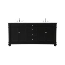 Wesley 72" Free Standing Double Basin Vanity Set with Cabinet and Marble Vanity Top
