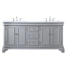 Kameron 72" Free Standing Double Basin Vanity Set with Cabinet and Marble Vanity Top