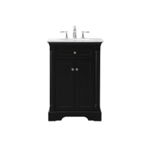 Clarence 24" Free Standing Single Basin Vanity Set with Cabinet and Marble Vanity Top
