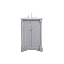 Clarence 24" Free Standing Single Basin Vanity Set with Cabinet and Marble Vanity Top